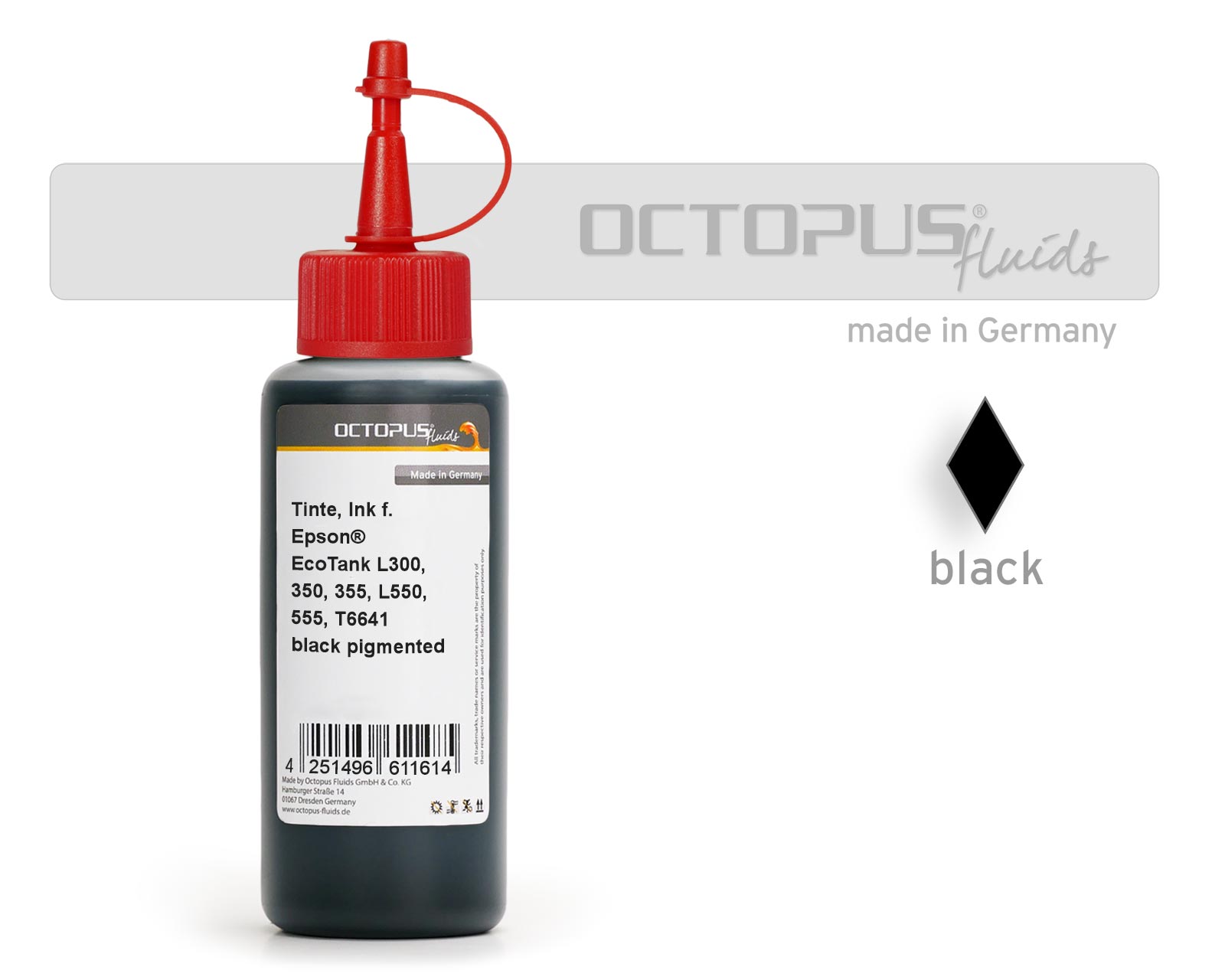 Inchiostro di ricarica per Epson Ecotank L 655, ET-3600 e ET-4550, T7741 nero pigmentato Inchiostro di ricarica per Epson Ecotank L 655, ET-3600 e ET-4550, T7741 nero pigmentato