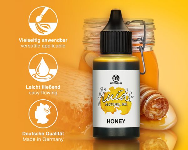 Octopus Fluids Alcohol Ink HONEY, Alkoholtinte für Fluid Art und Resin, braun