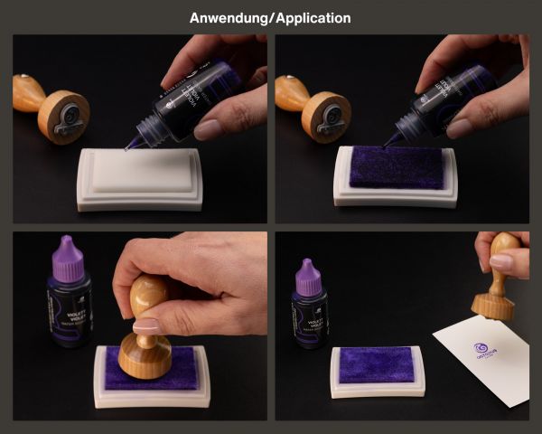 Stempelfarbe für Stempelkissen und Selbstfärber ohne Öl, violett