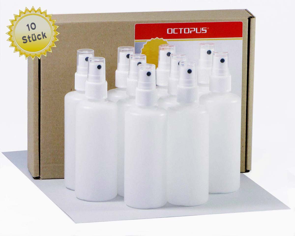 10 x 100 ml HDPE spray bottles with atomizer Spray Bottles & Atomiser