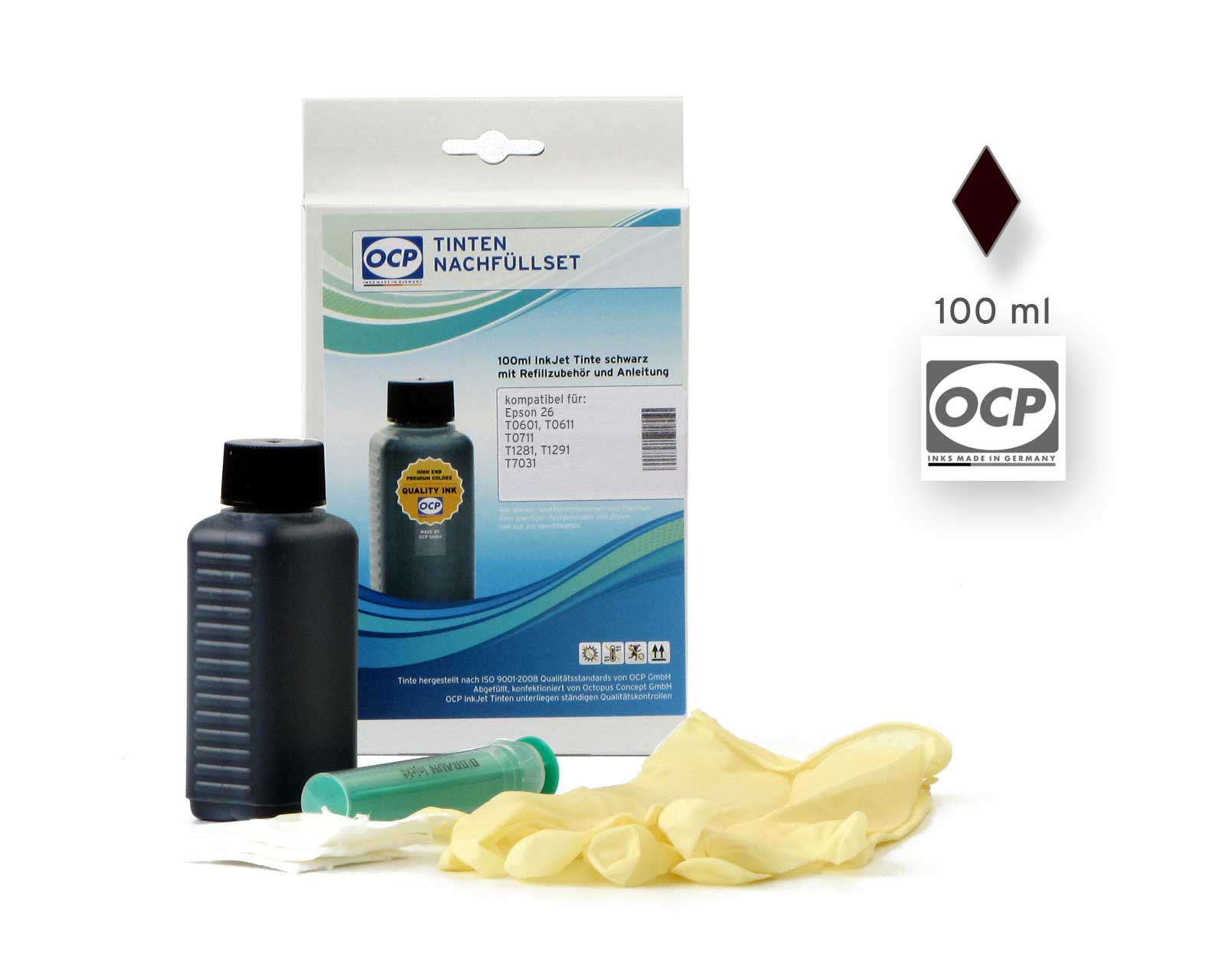 Nachfüllset (kein OEM) 26, T0601, T0611, T0711, T1281 black pigmentiert für Epson Nachfüllset (kein OEM) 26, T0601, T0611, T0711, T1281 black pigmentiert für Epson