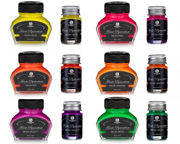 Highlighter ink for fountain pens, fluorescent neon yellow, 10 ml