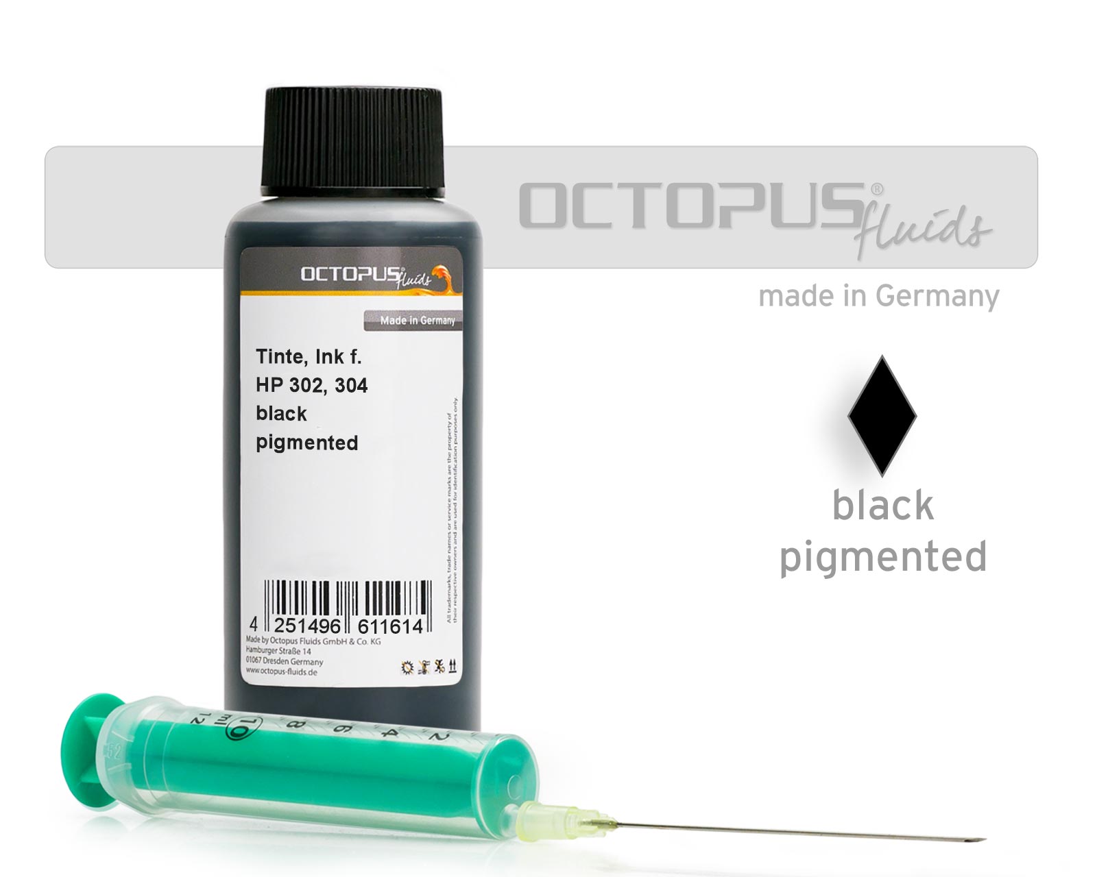 100ml Refill Ink for HP 302, HP 304 black with Syringe and gloves