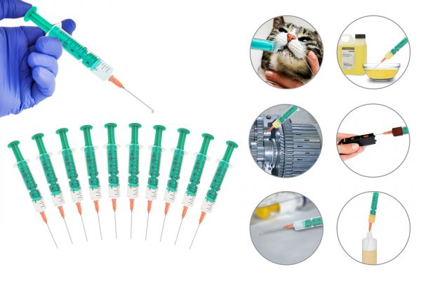 10 Refill syringes 10ml with blunt needle, 4x vinyl gloves and 8x cellulose swabs for Liquids flavors Hobby and DIY and Office