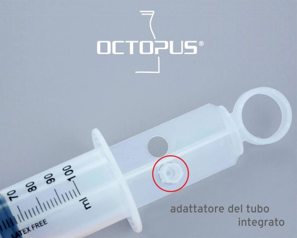 Plastikspritze 100 ml mit 100 cm PVC-Schlauch und 1 Paar Vinyl-Handschuhe