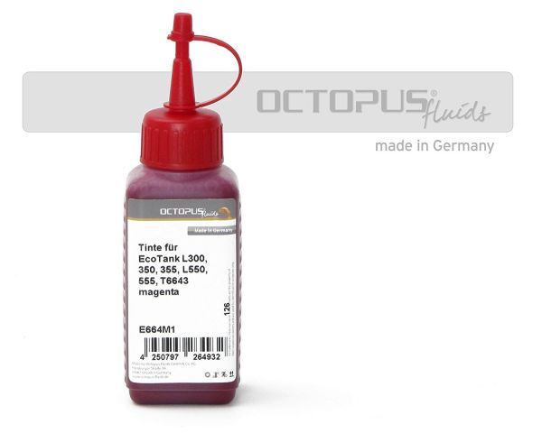 Tinte für Epson EcoTank L300, L355, L555 Drucker, T6643 magenta