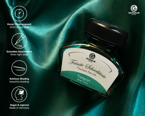 Fountain pen ink including converter, Writing ink for fountain pen, Tiefgrün