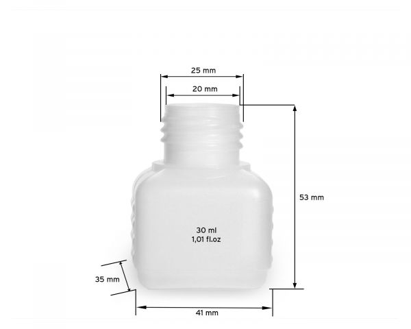 Plastic bottle 30ml, empty, for refill kits 10 pcs. with caps