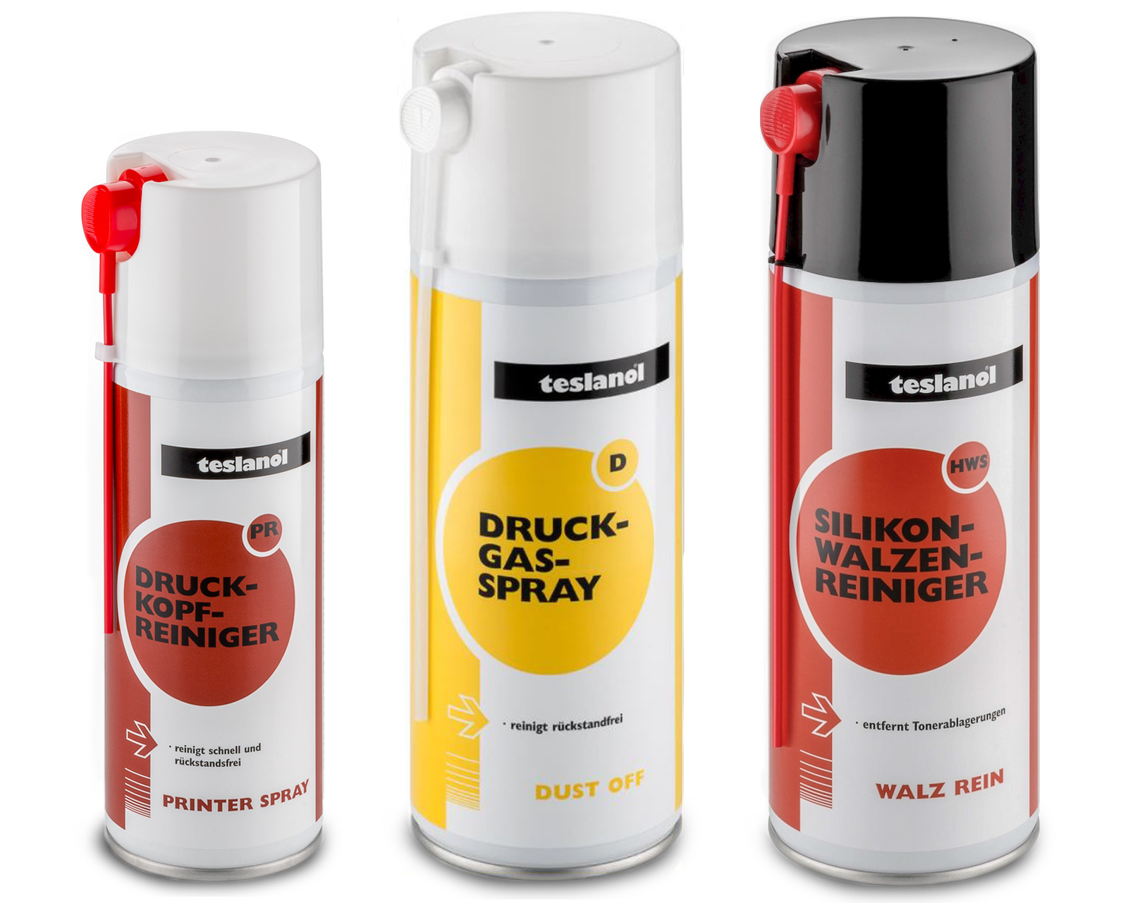 Teslanol Technisches Reinigungs-Set mit Druckkopfreiniger-Spray, Druckluftspray und Walzenreinigersp