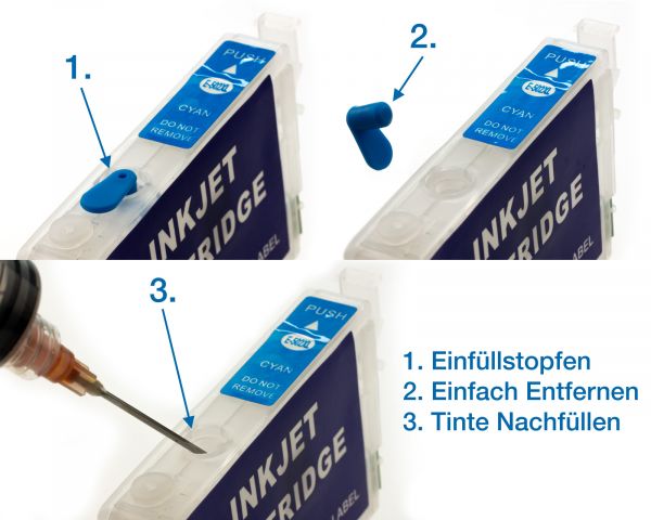 Befüllbare Fill In Patronen für Epson 502 mit Autoresetchip und Druckertinte