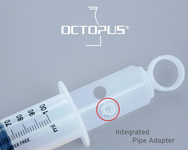 Plastikspritze 100 ml mit 100 cm PVC-Schlauch und 1 Paar Vinyl-Handschuhe