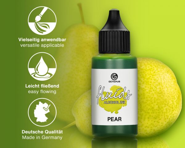 100 ml Octopus Fluids Alcohol Ink PEAR, Alkoholtinte für Fluid Art und Resin, grün