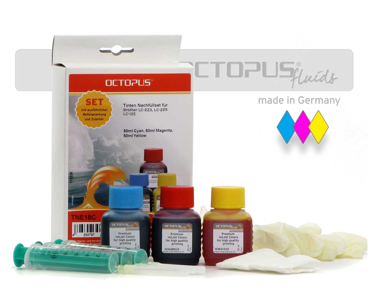 Refill kit for Brother LC-223, LC-225, LC-12E color