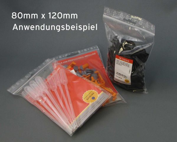 100 Stk. Druckverschlussbeutel 80x120mm