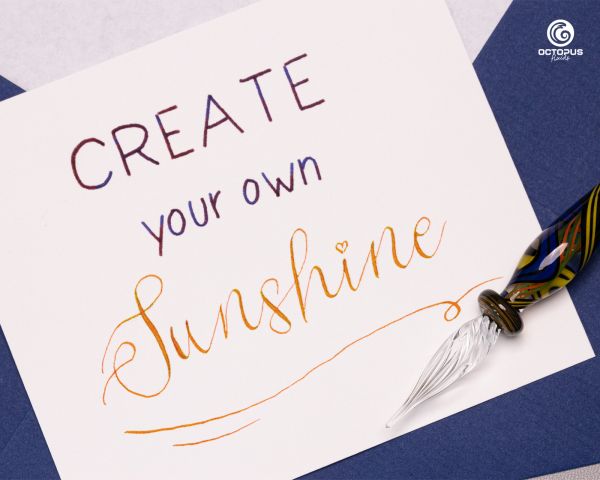 Set di Scrittura con Penna in Vetro Fatto a Mano e 6 Inchiostri Write & Draw Impermeabili