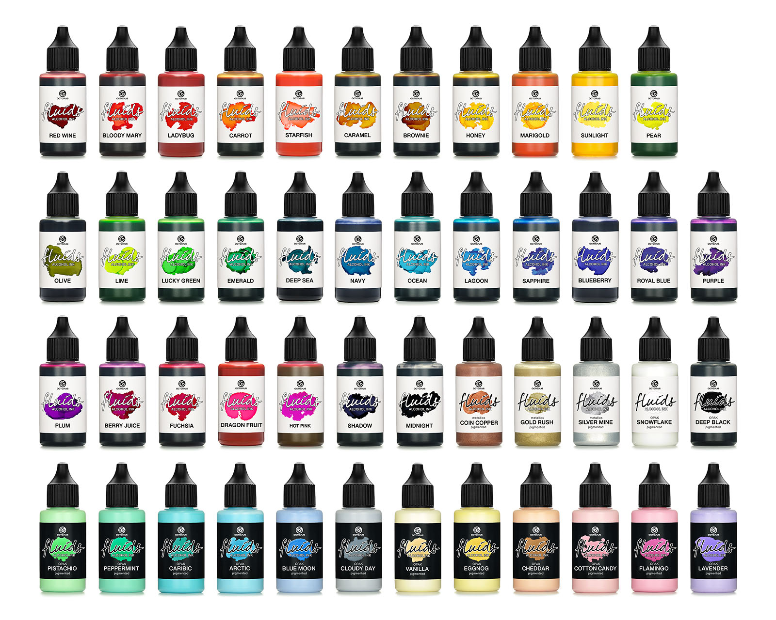 23x 30ml Fluids Alcohol Ink Set transparent Alkoholtinte für Fluid Art und Resin 23x 30ml Fluids Alcohol Ink Set transparent Alkoholtinte für Fluid Art und Resin