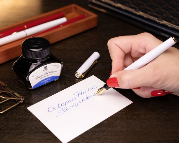 Penna stilografica Diplomat Traveller Snowwhite Oro con inchiostro da scrittura e convertitore, M-nib in acciaio inox