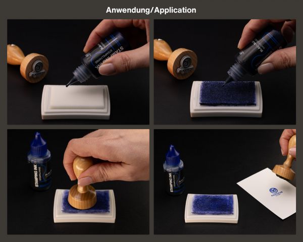 Stempelfarbe für Stempelkissen und Selbstfärber ohne Öl, blau