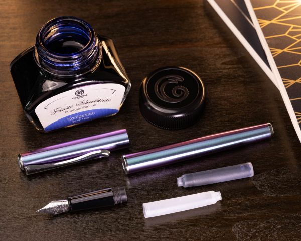 Stilografica Diplomat Traveller Funky Petrol con inchiostro da scrittura e convertitore d'inchiostro, misura M