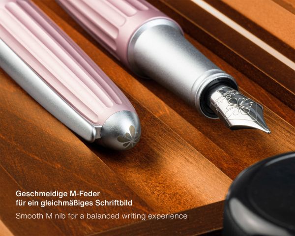 Fountain pen set Diplomat Aero antique rose, stainless steel nib M, with perfectly matching fountain pen ink