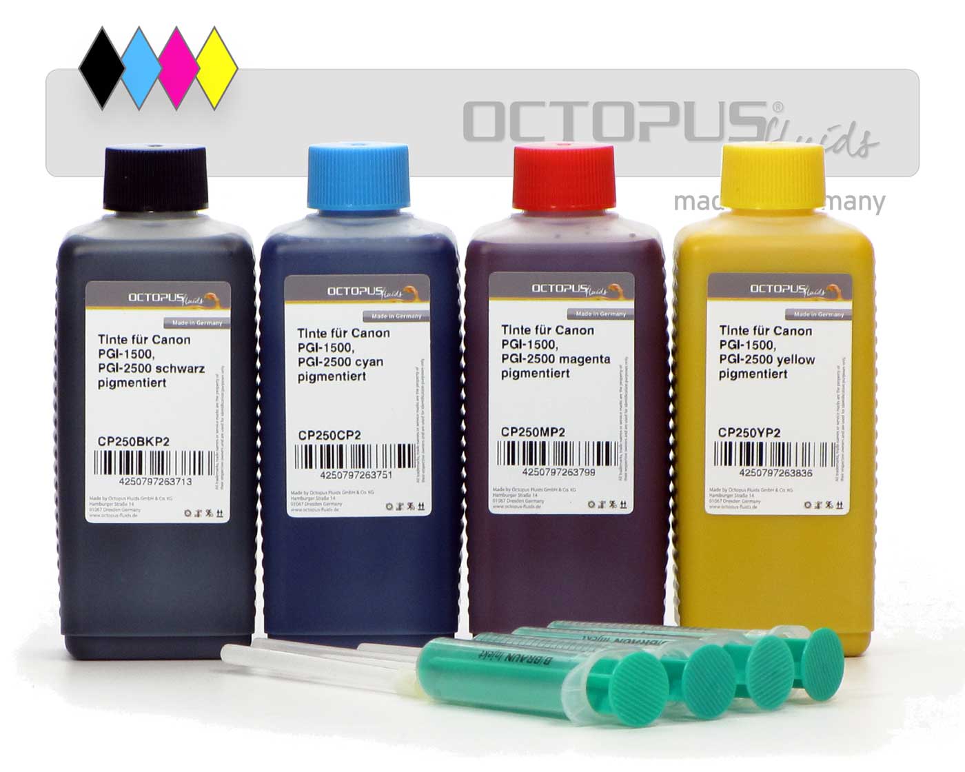 Kit di inchiostri di ricarica per cartucce Canon PGI-1500, PGI-2500 Maxify Kit di inchiostri di ricarica per cartucce Canon PGI-1500, PGI-2500 Maxify