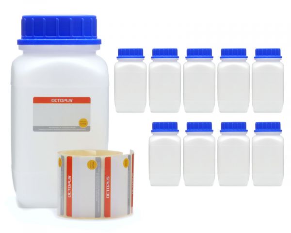 10x 1500 ml Wide neck bottle with screw cap, chemical bottle, laboratory bottle HDPE, natural colour