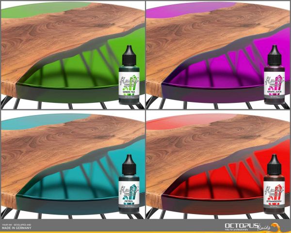 15x 30 ml Octopus Fluids Resin Ink Set, Alcohol Ink für Epoxidharz und UV-Resin