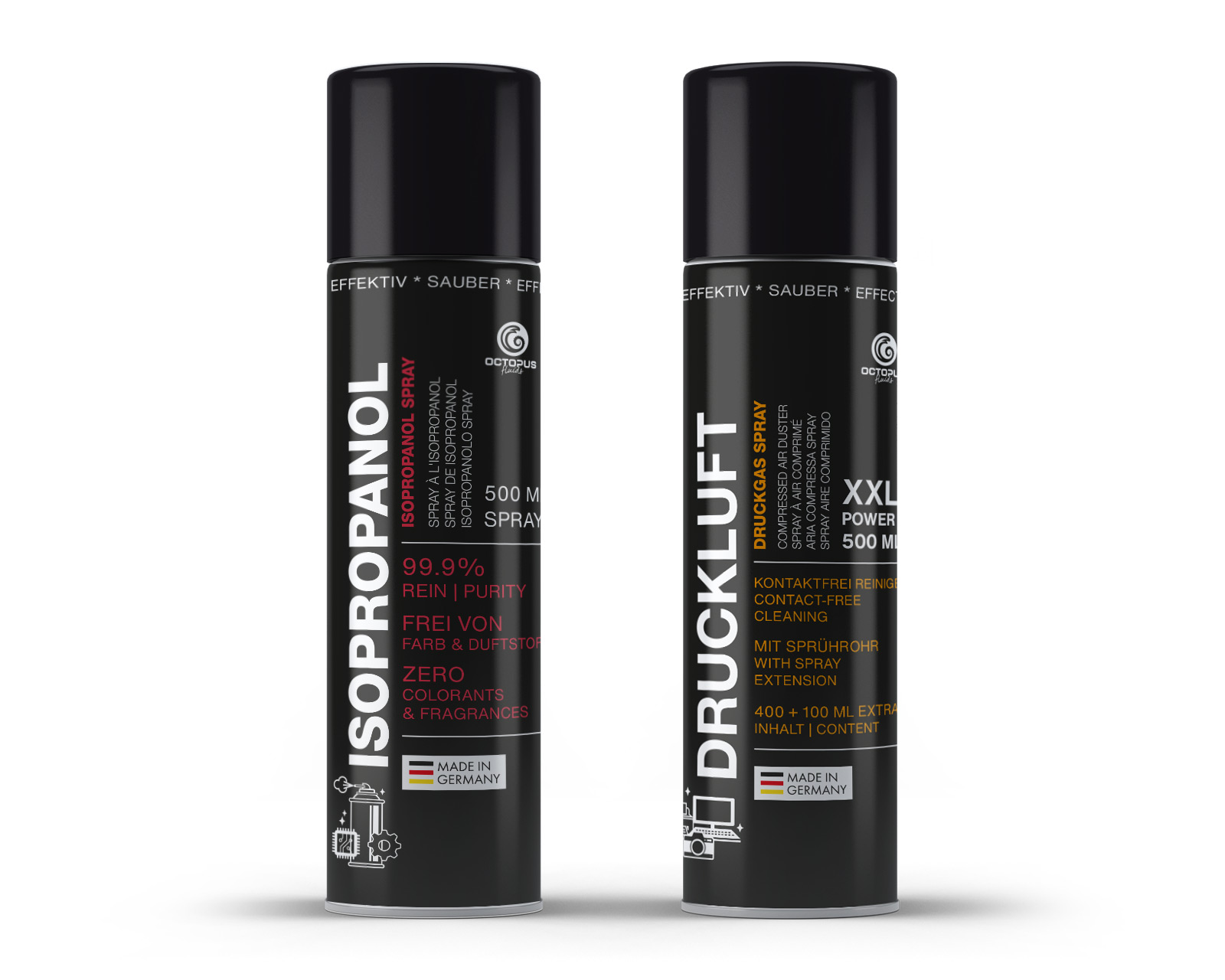 OCTOPUS cleaning set, compressed air spray with hose and isopropanol