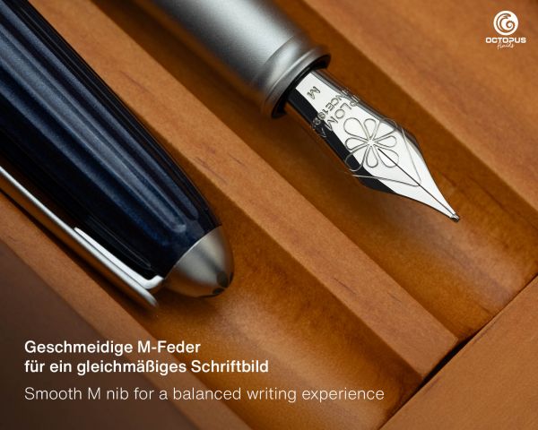 Set di penne stilografiche Diplomat Aero Midnight Blue con astuccio in pelle e inchiostro, misura M